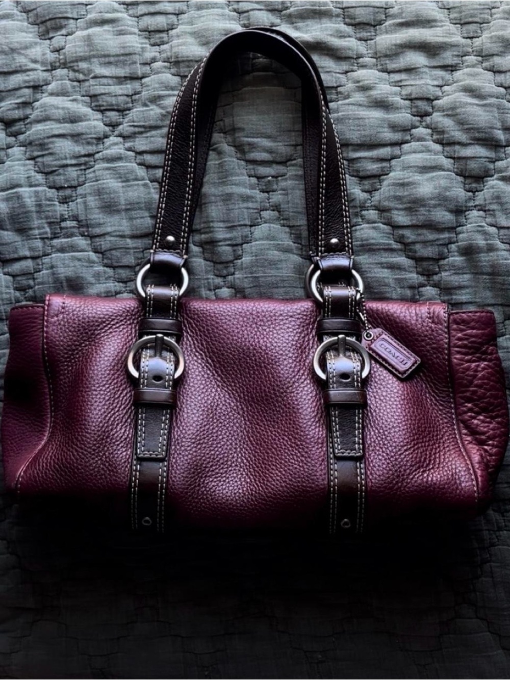 Vintage Coach Chelsea Pebbled Leather Shoulder Bag in Burgundy